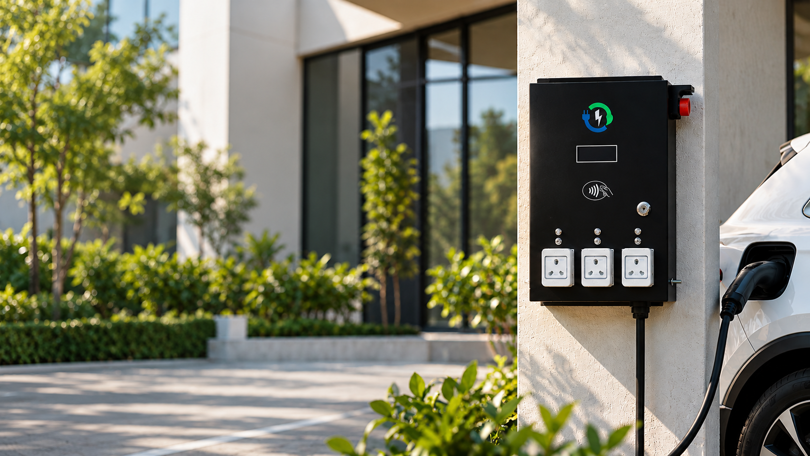 White label EV charger installed at a modern home